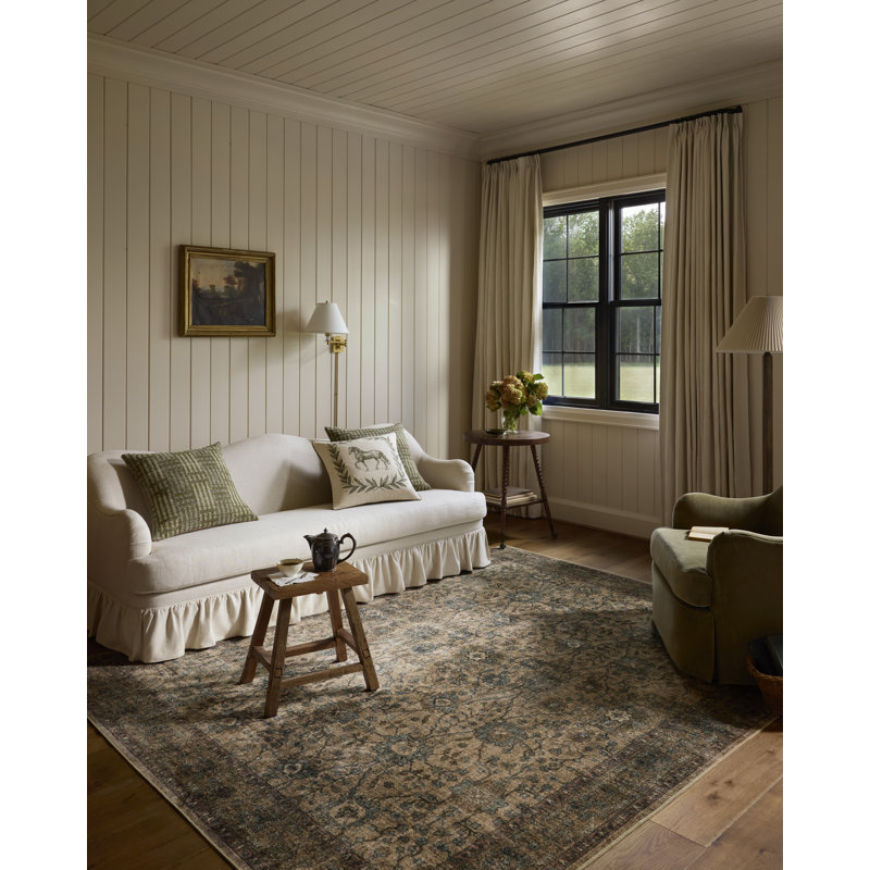 Tapis Chris Loves Julia x Loloi Ramona kaki / multicolore, 7'-6" x 9'-6"