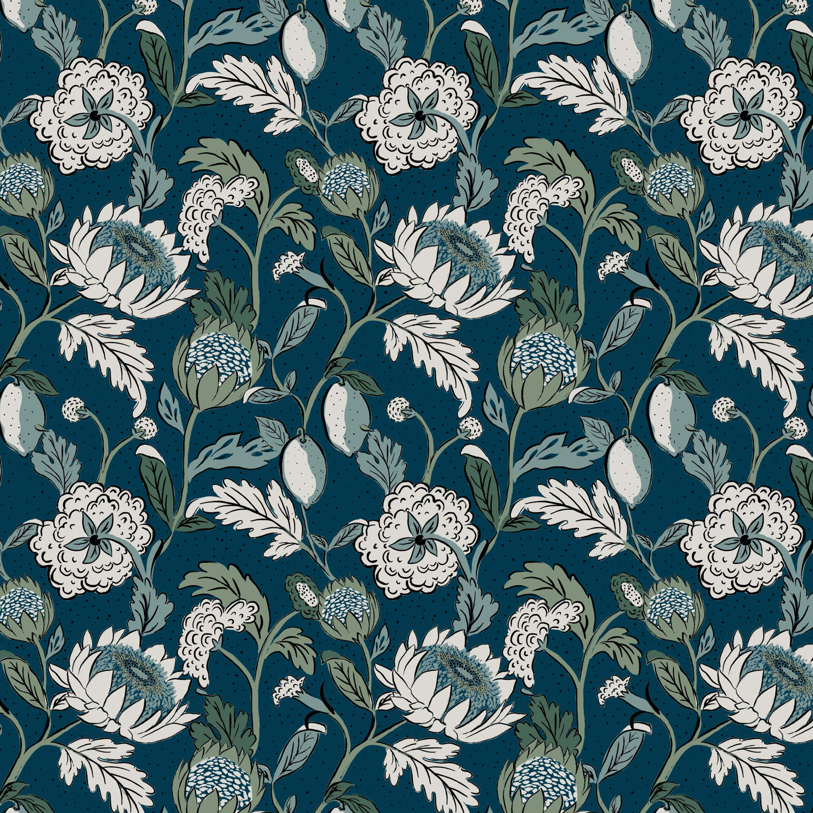 Arkins Floral Cotton Throw Pillow, 22, Pillow Cover Only - No Insert, Navy
