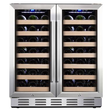 Yeego 30 in. Dual Zone Cellar Cooling Unit 66-Bottles Built- in Wine Cooler Side-By-Side Refrigerators Mini Fridge in Black, Silver