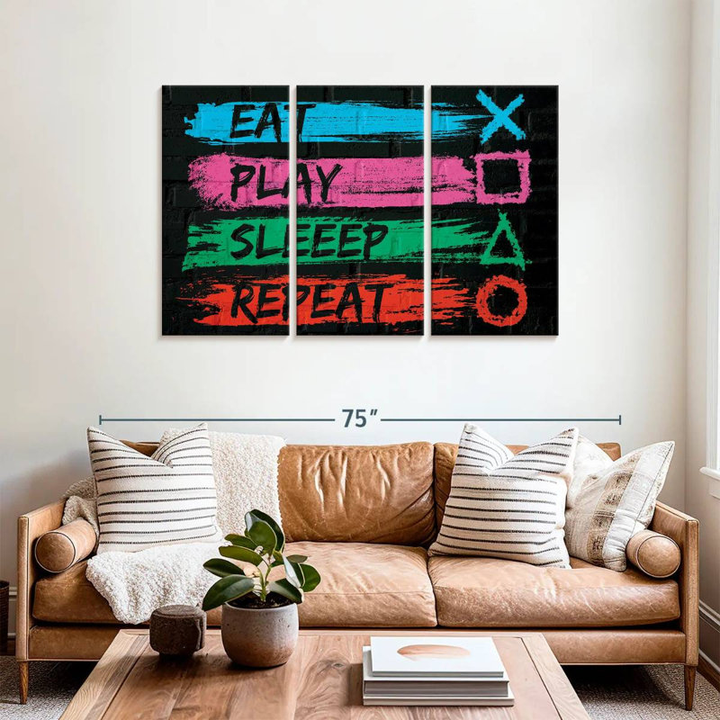 Senne Eat Play Sleep Repeat, 36" H x 57" W