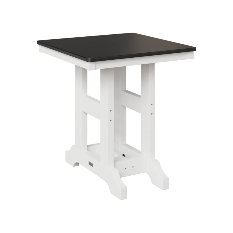 Table de bar d'extérieur carrée Garden Classic, Blanc, H 35,5 po x l 28 po x P 28 po, Noir martelé