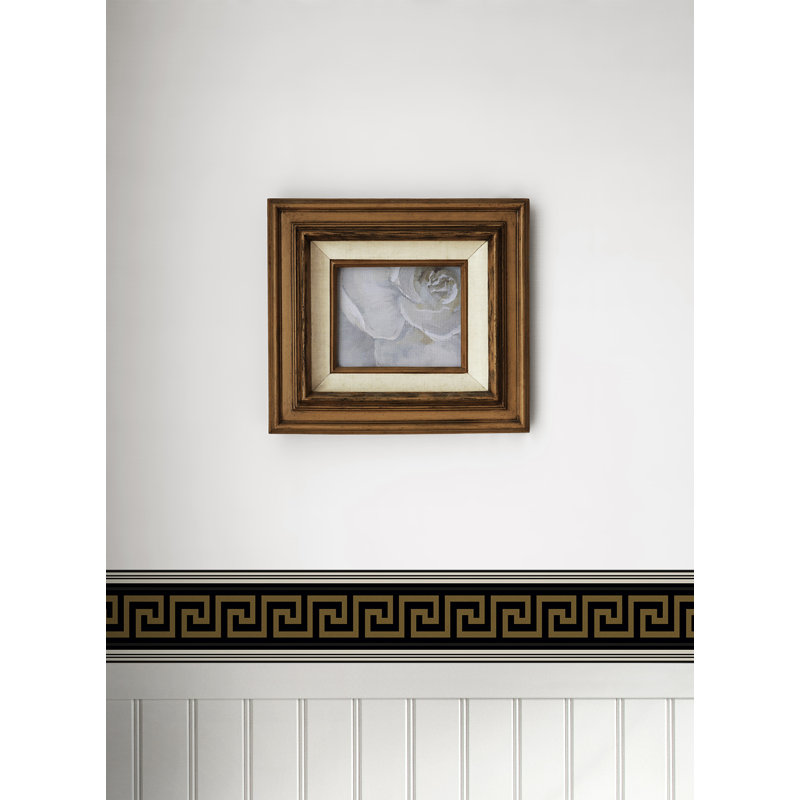  Bordure de papier peint non tissé à motif grec Lyre, Noir et or