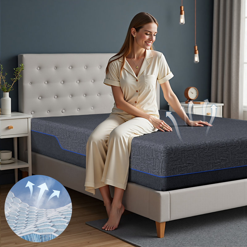 Memory Foam Mattress with Graphene Fabric Cover, Medium-Firm Support, Cooling Gel Layers, Pressure Relief & Motion Isolation, Fiberglass-Free, CertiPUR-US Certified