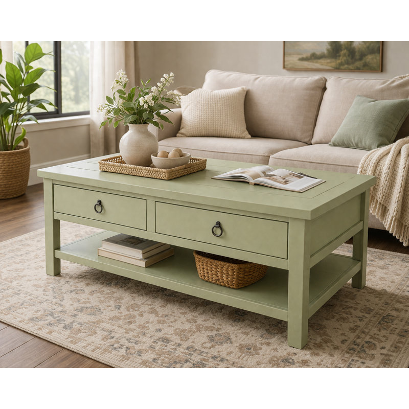 Bloomingdale Solid Wood Coffee Table, Green