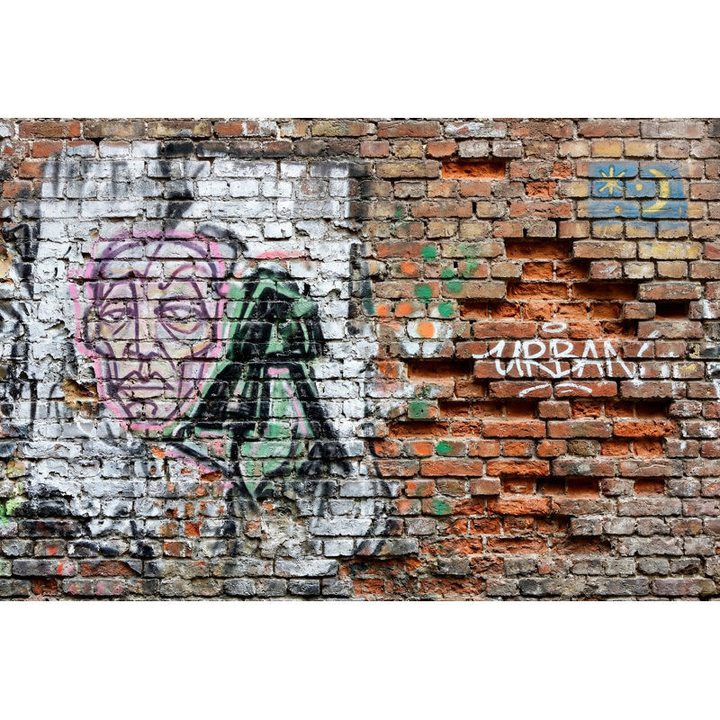 Papier peint mural graffiti brique, Texturé non collé, 120 po x 96 po