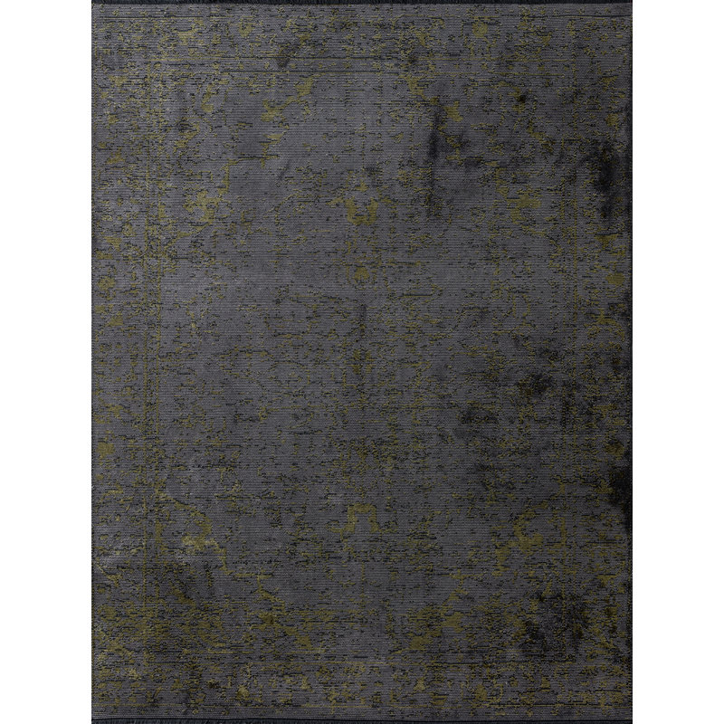 Rapture Dark Gray/Yellow Oriental Luxury Area Rug, Rectangle 7'10" x 11'2"