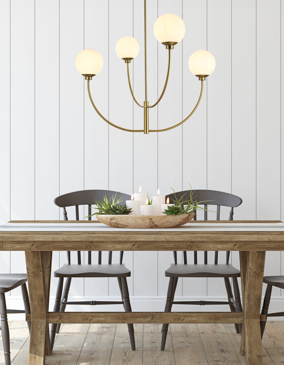 Kyle 4-Light Chandelier, Satin Gold, 27" H x 36" W x 36" D