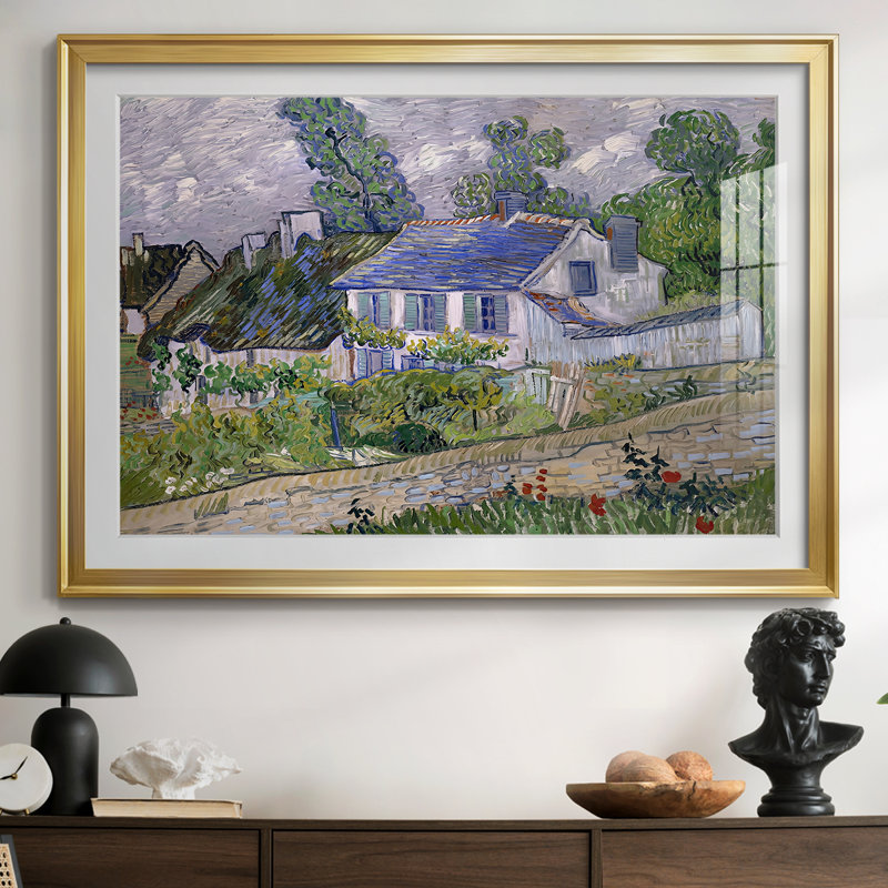Maisons à Auvers-Vincent van Gogh-Reproduction encadrée avec passe-partout et verre-1890, 26,5 x 36,5, Impression encadrée