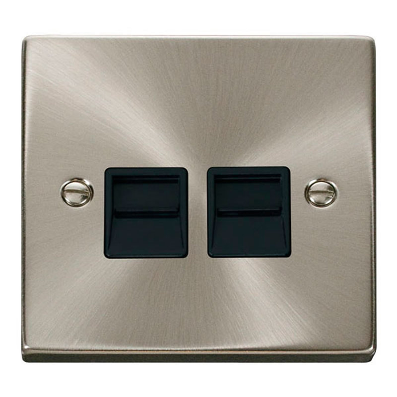 Satin / Brushed Chrome Secondary Telephone Twin Socket