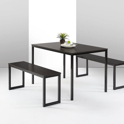 Winterton 3-Piece 4-Seater Dining Set with Wood Top & Steel Frame