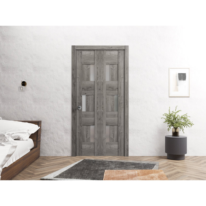 Portes pliantes en bois givré Sete, 36 po x 80 po, Gris Nebraska