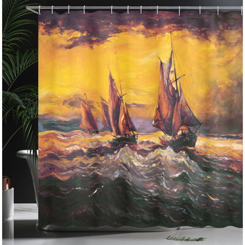 Shower Curtain with Hooks Included, 75"H x 69"W