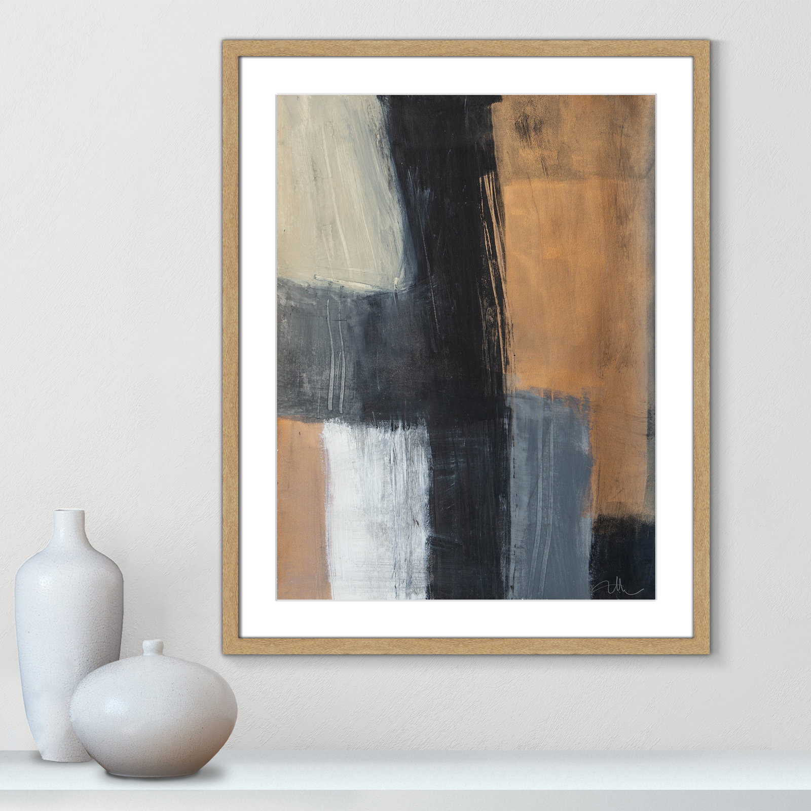 Metallic Slate II by Casa Fine Arts, 29.5" H x 23.5" W x 1.25" D, Natural Woodgrain Picture Framed