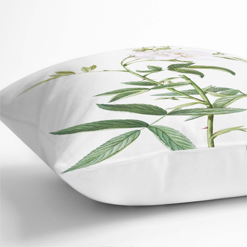 Floral Throw Cushion, 40cm H x 40cm W x 15cm D, White