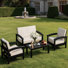 Hdpe All-weather 4-person Sofa Set & Coffee Table – Complete Outdoor Patio Conversation Set