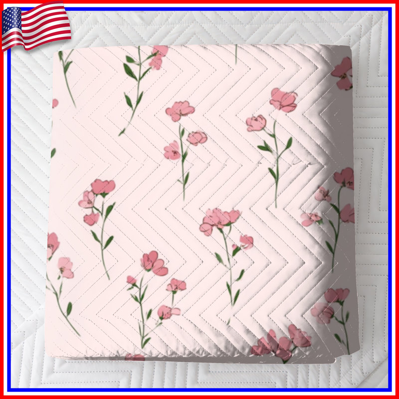 Couvre-lit matelassé à motif floral rose toutes tailles, Double