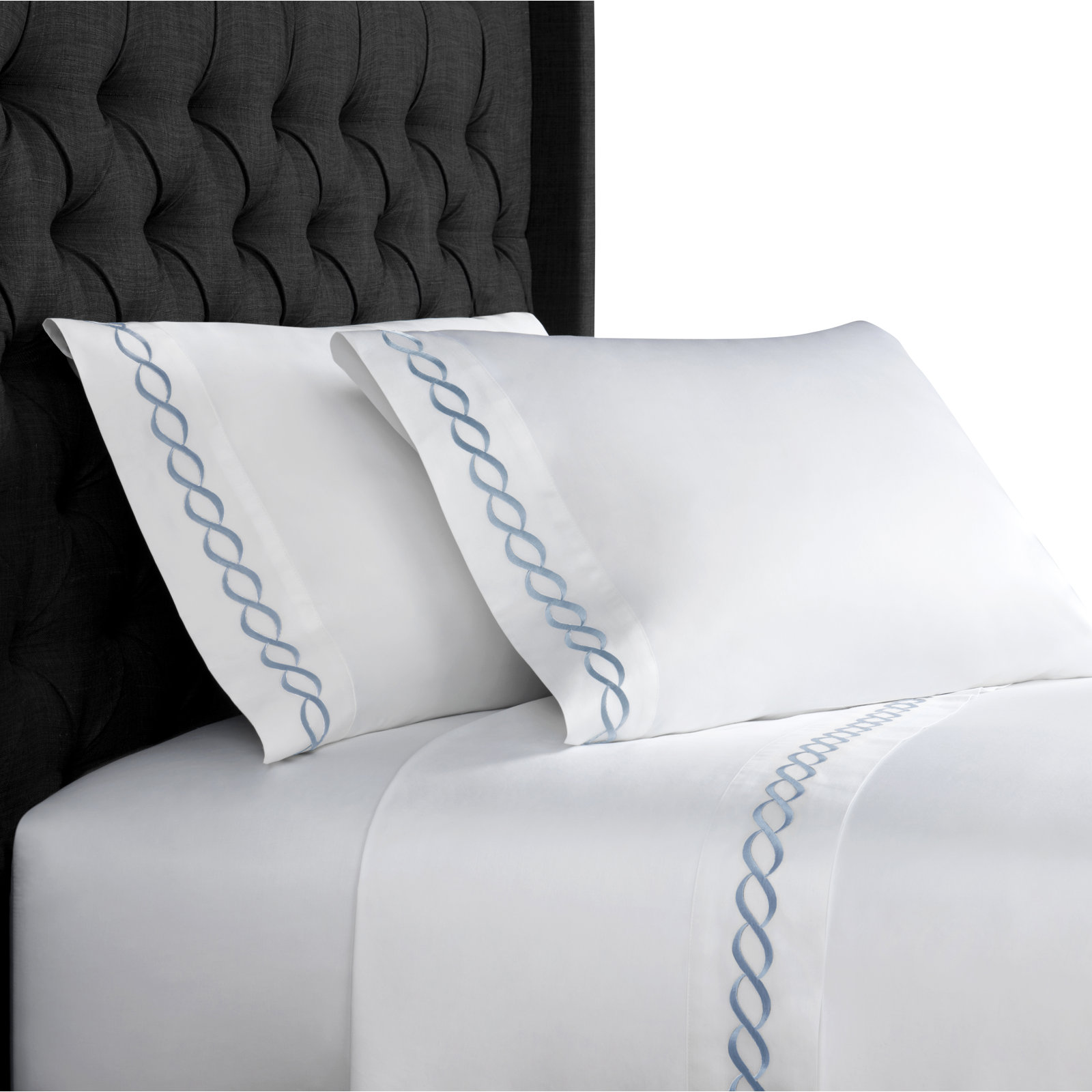 Barden Cotton Sheet Set, Twin Sheet Set with 1 Pillowcase, Blue/White