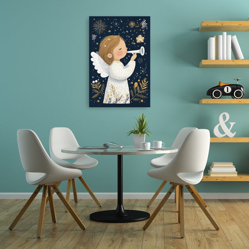 Celestial Trumpet Call Dreamy Peaceful Whimsical Nature Winter Wall Art Print 1 Piece Wrapped Canvas Wall Art