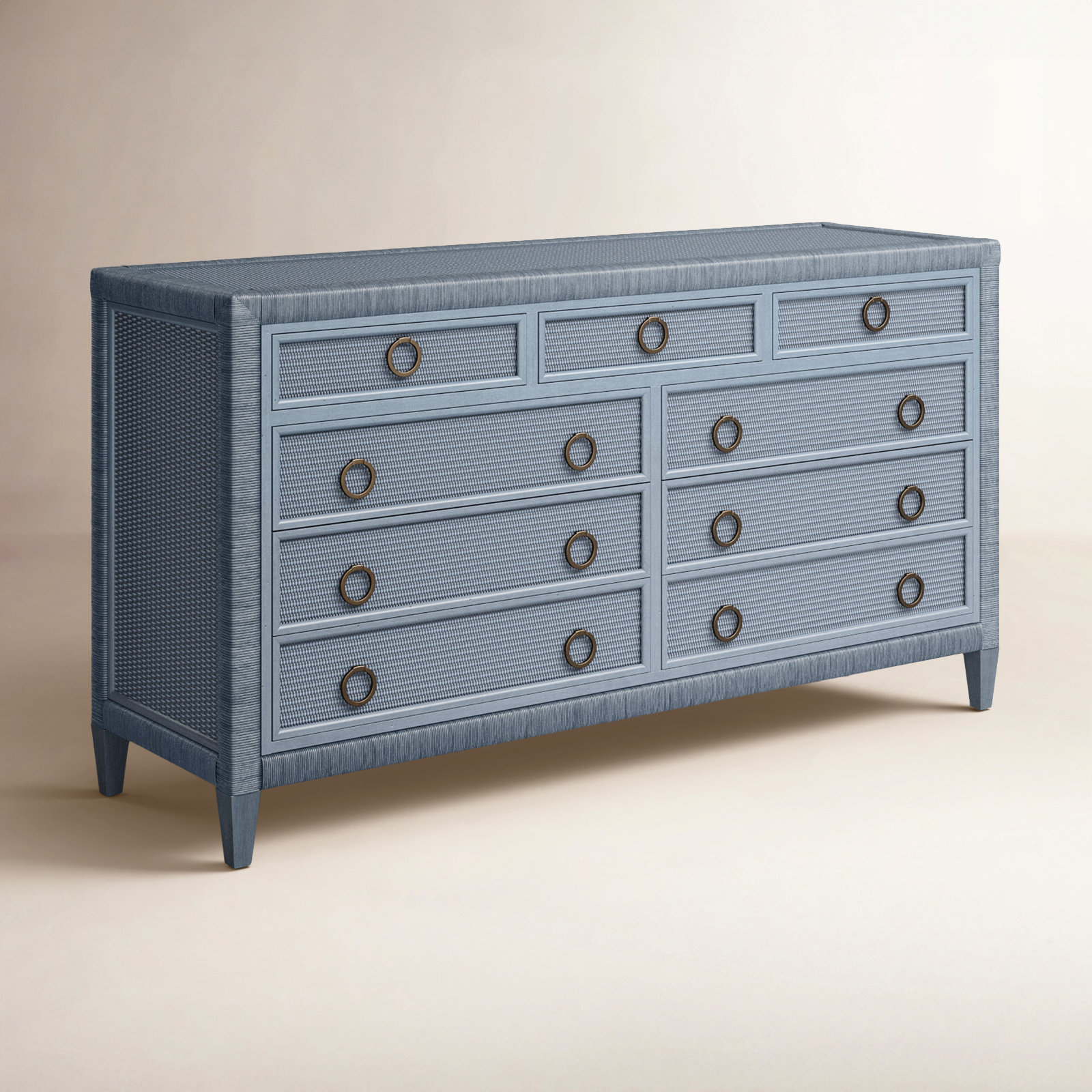 Warwick 64" Double Dresser, Sea Glass, Satin Brass