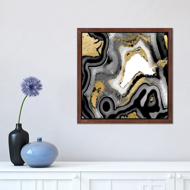 Agate Noir I by Danielle Carson - Floater Frame Painting on Canvas, 45.72 cm H x 45.72 cm W, Brown