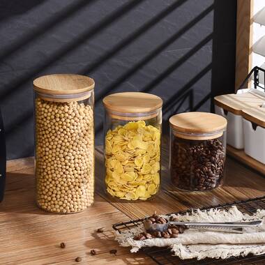 7 Piece Glass Storage Jars with Bamboo Lid Prep & Savour