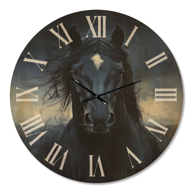 Très grande horloge murale en bois - étalon Moody Midnight, Oversized