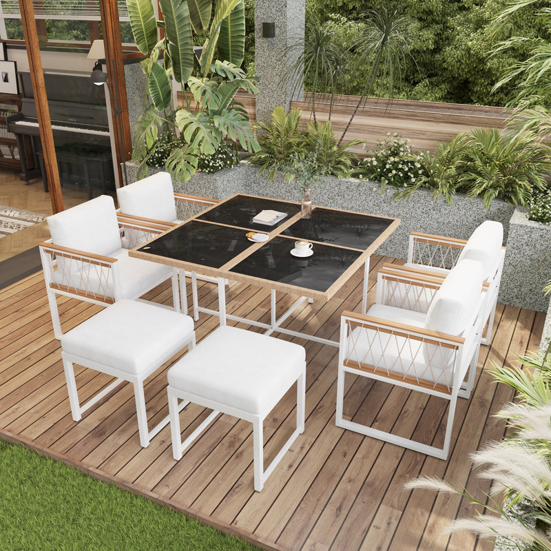 6 - Person Patio Dining Set with Square Table