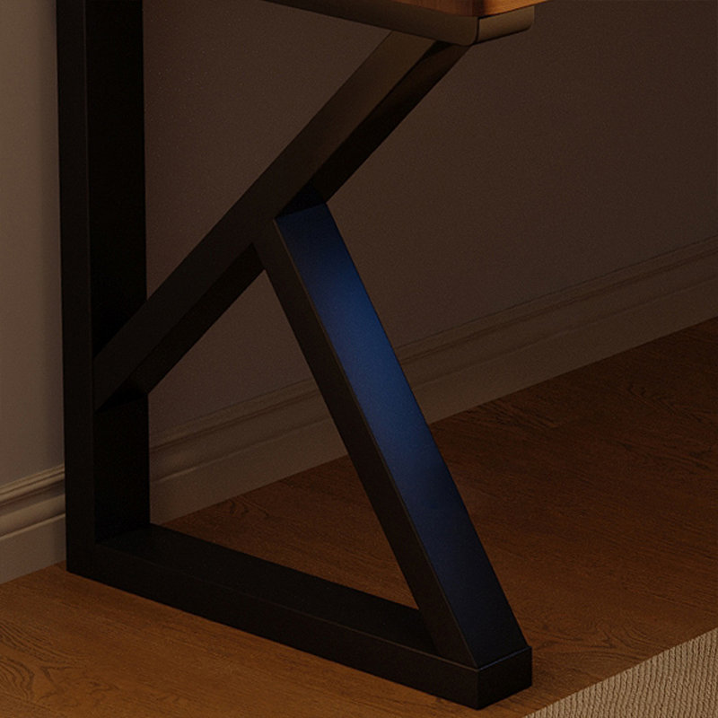 Bureau en fer massif en forme de L brun noyer + noir, H 53,15 po x l 70,87 po x P 47,24 po, Retour à gauche