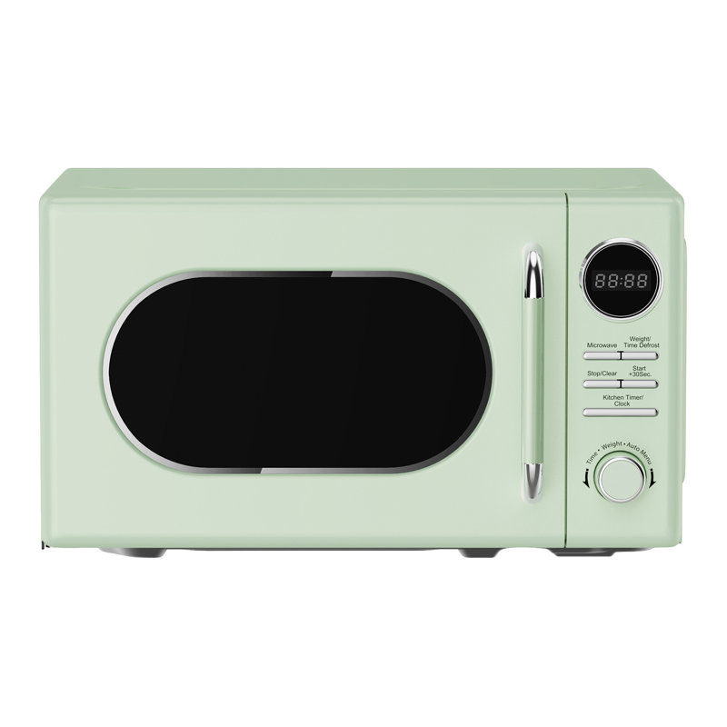 Mint Green Retro Small Countertop Microwave with Touch Controls