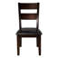 Chaises de salle à manger transitionnelles 2, placage de manguier, siège rembourré en similicuir, brun foncé, 38,2 po Hauteur du produit, 70% + 27% 3% structure en tissu Pu