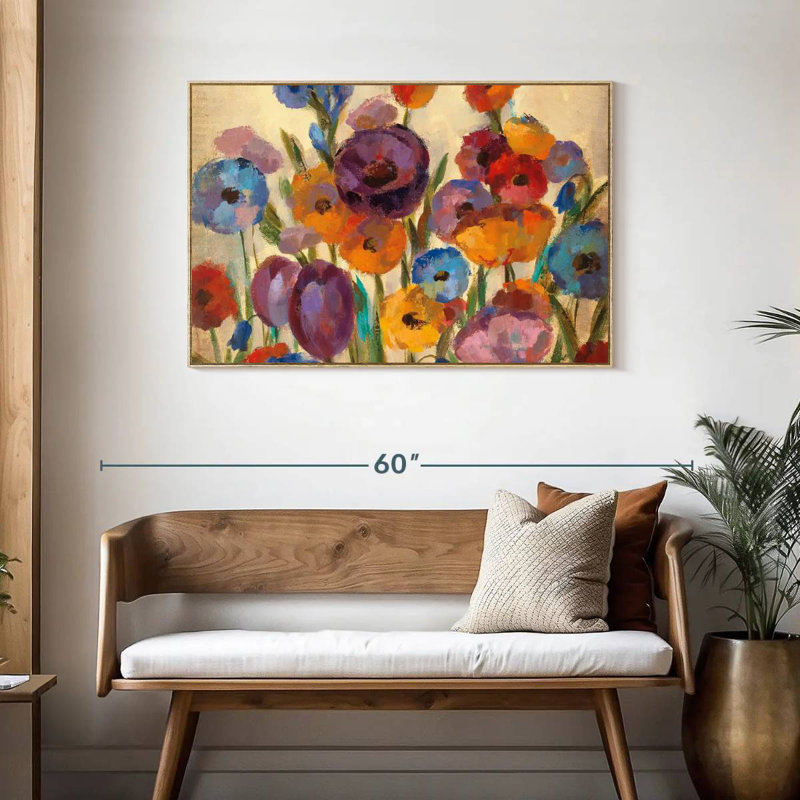 Garden Hues I, Cadre flottant en bois naturel, 43 po x 29 po