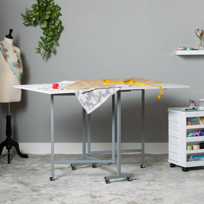 58.75'' x 36.5'' Foldable Craft Table with Wheels