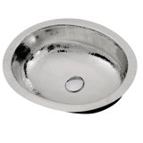 Hand Hammered Stainless Steel Oval Undermount Bathroom Sink