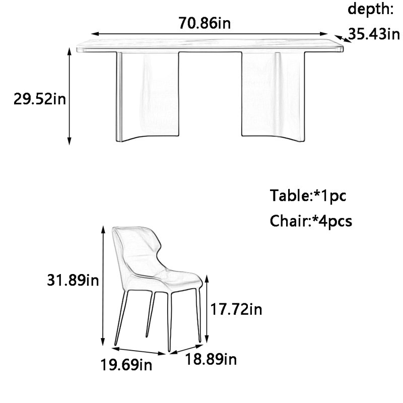 Kollman, H 29,52 po x L 70,86 po x l 35,43 po