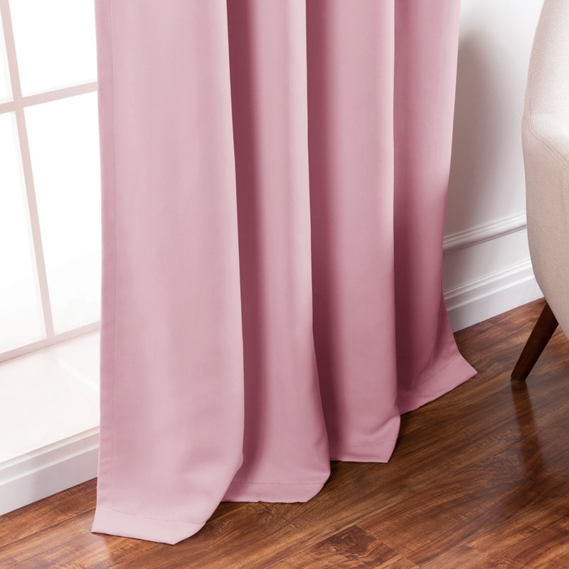 Schaeffer Solid Blackout Thermal Grommet Curtain Panels, Light Pink, 52" W x 108" L