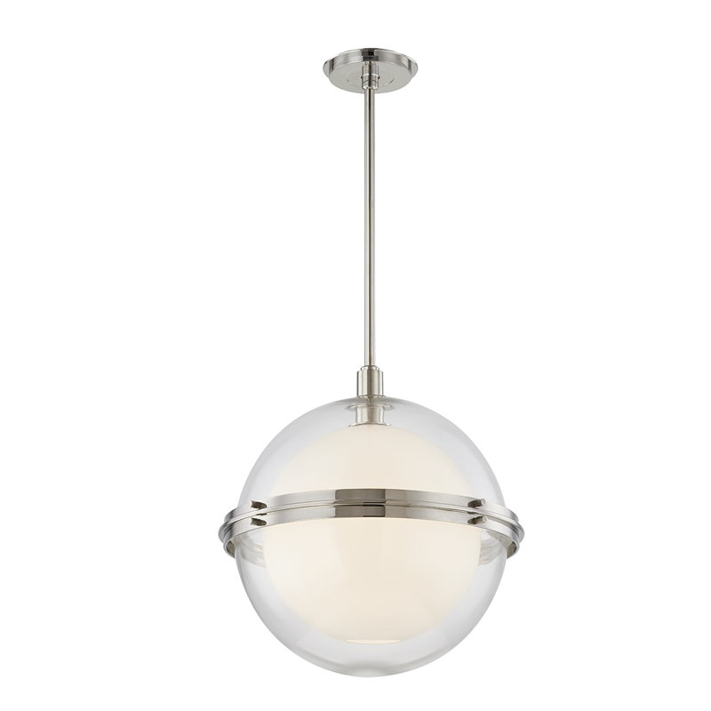 Northport 1 - Light Single Globe Pendant, 19.5" H x 18" W x 18" D, Polished Nickel