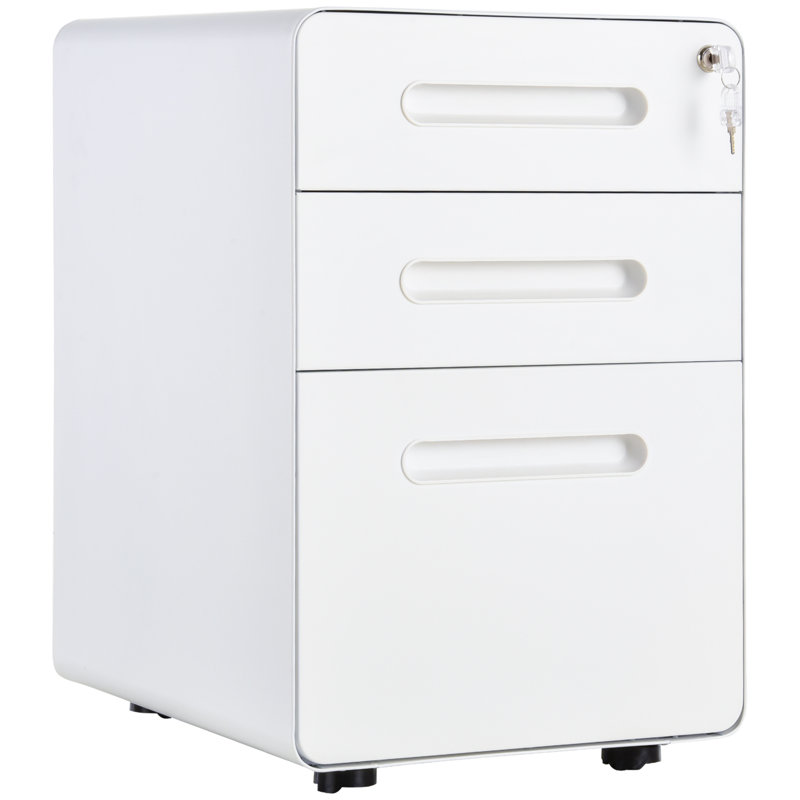 Lynnae 15.4'' Wide 3 -Drawer Mobile Steel File Cabinet, White
