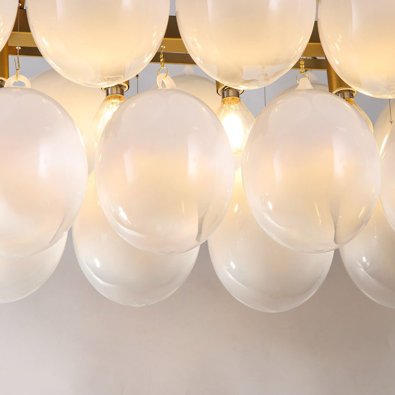 Globo - 8-Light Island Light - Glass/Brass, Milky White