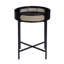 Table de bout ronde avec plateau ouvert et pieds en métal au fini noir