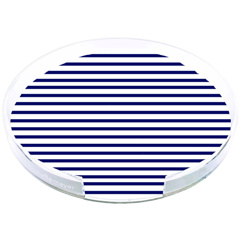 D Esprit Marin Acrylic Round Placemat Tray, Navy/White