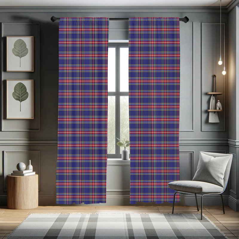 Plaid Semi-Sheer Rod Pocket Curtain Panels, 28" W x 95" L