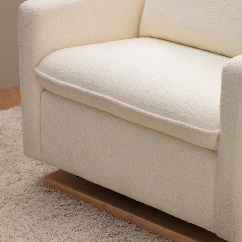 Chantilly Fleece Pillowback Glider with Light Wood Base