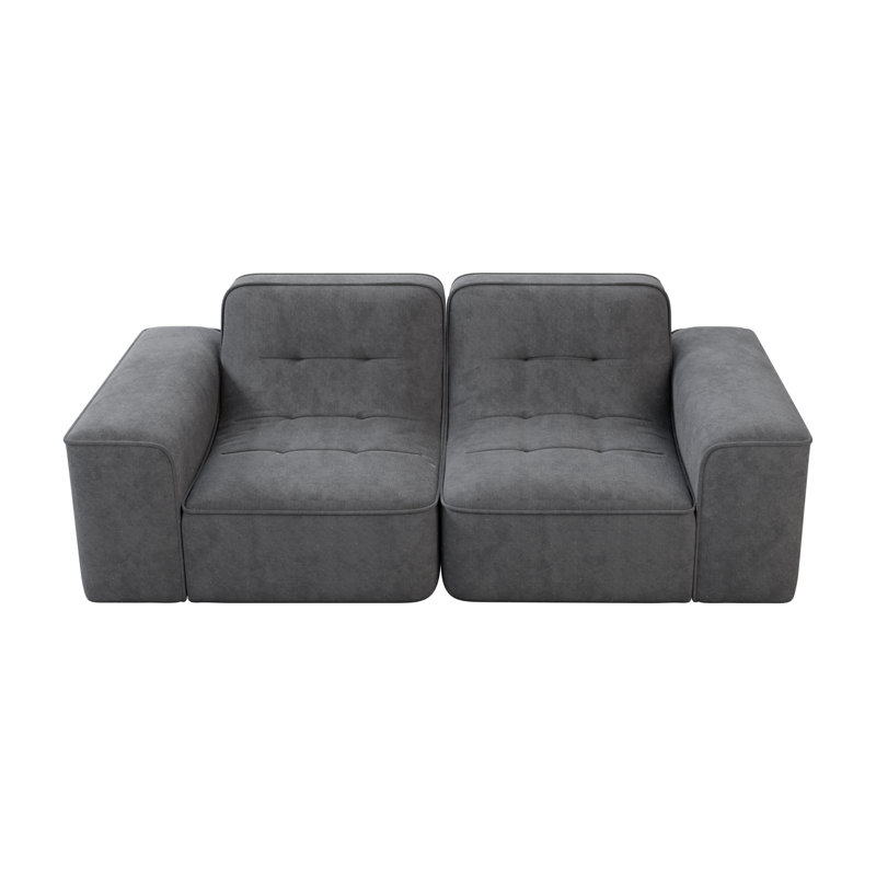 Modern Compression Sectionals, 83.6 Inch Chenille Tufted Sofa For Home