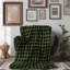 Olive tartan noir - couverture sherpa de qualité supérieure 1 pièce-100391545