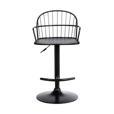 Adjustable Black Wood and Metal Barstool