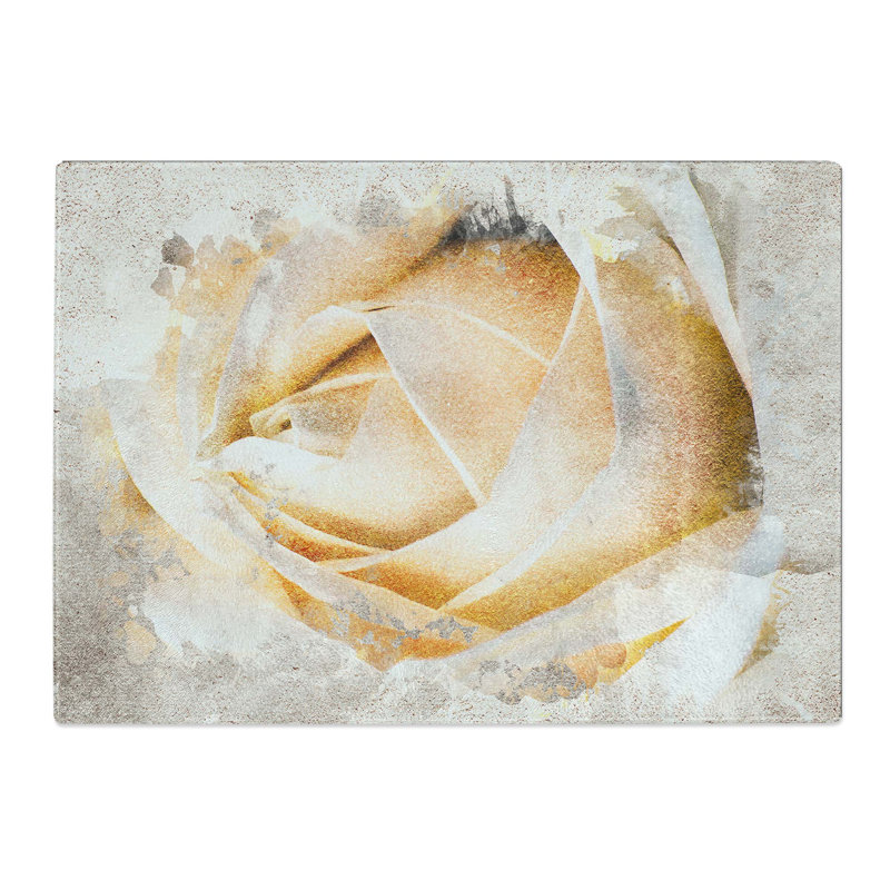 Tempered Glass a Rose Chopping Board, 28.5 cm W x 20 cm L