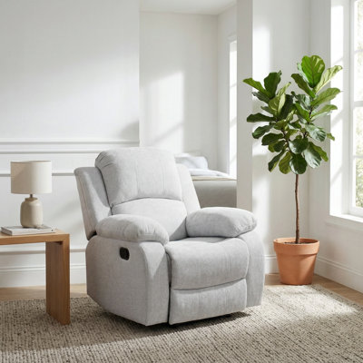 Light Blue Recliner Chair | 110-115° Recline | Waterproof Fabric | Solid Wood Frame