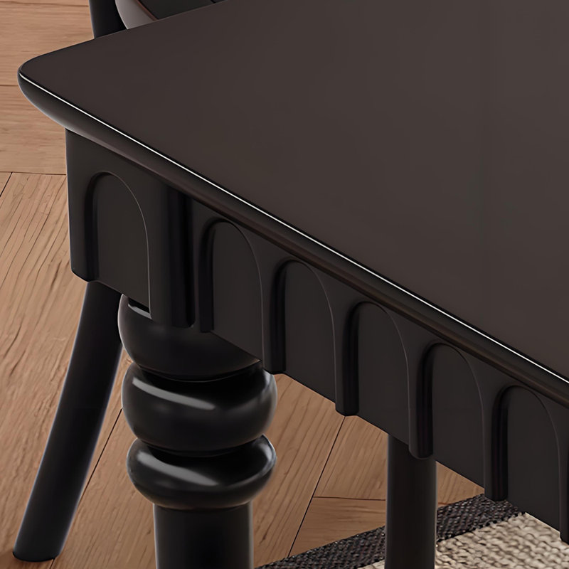 Ensemble de salle à manger rectangulaire en bois massif rétro noir, H 29,5 po x L 59,1 po x l 37,4 po