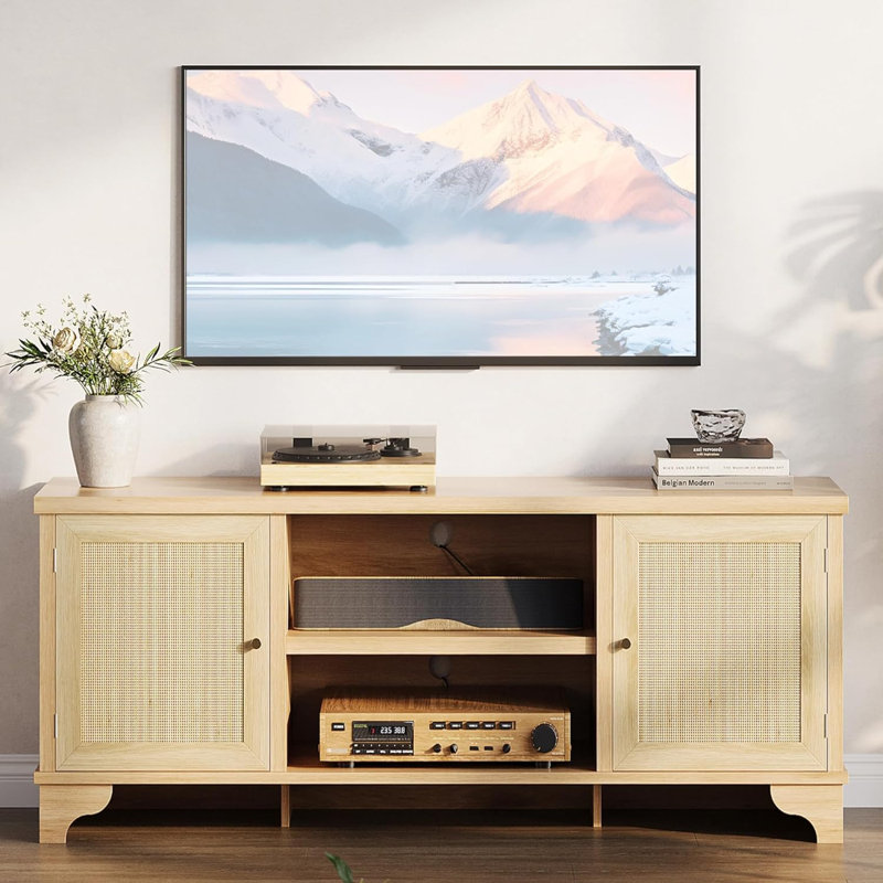 Unfinished TV Stand for TVs up to 65", Oak Wood