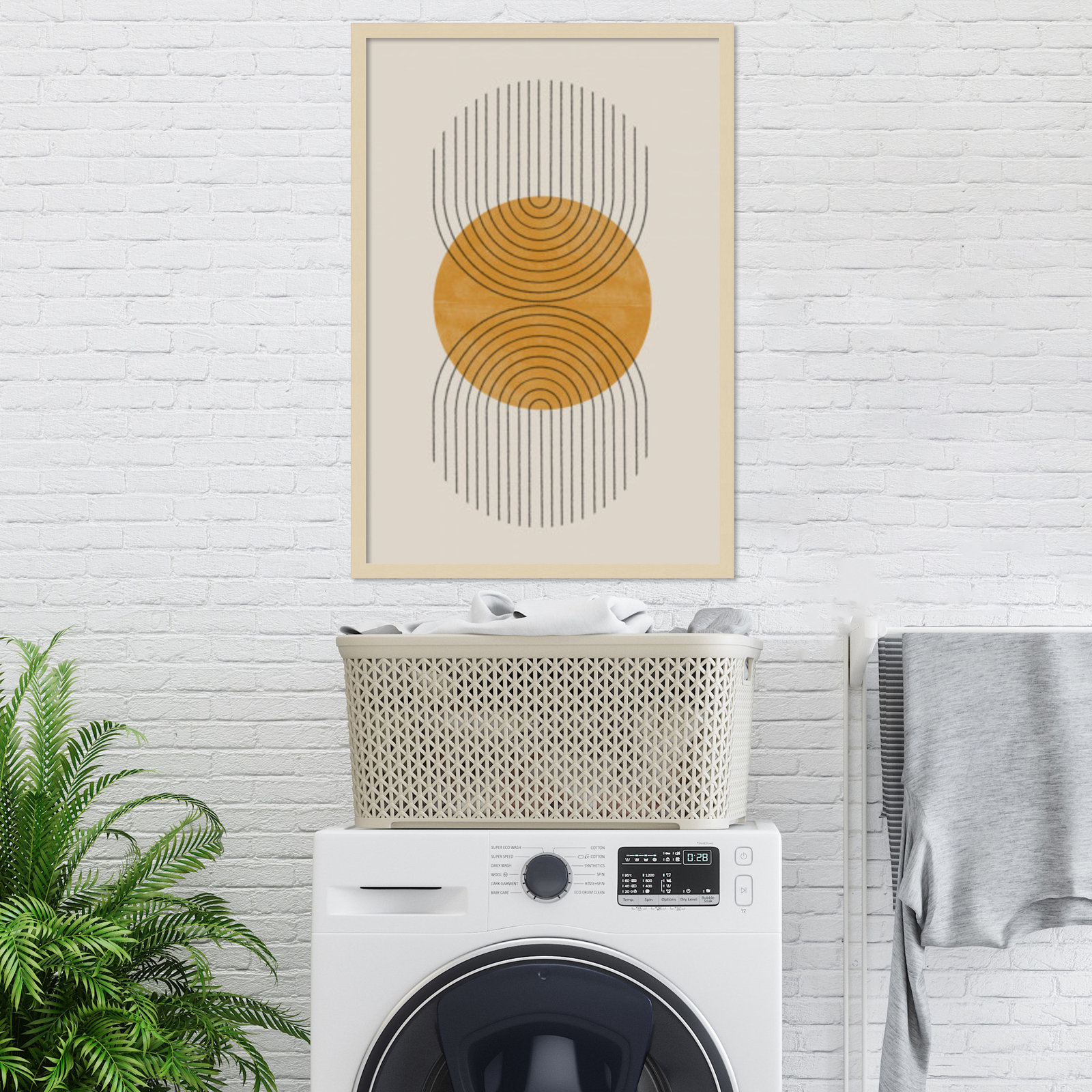 Perfect Point Yellow by The MIUUS STUDIO, Brown Framed, 33" H x 23" W x 1" D